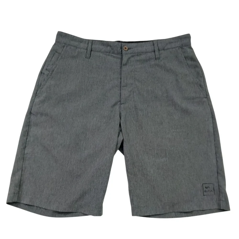RVCA VA Shorts Mens 32 Gray Hybrid Flat Front Lightweight Stretch Surf Skate